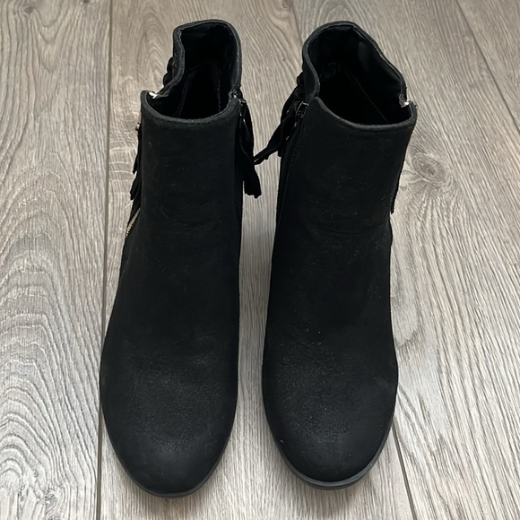 Call It Spring Black Ankle Boots with Fringe - Picture 2 of 9